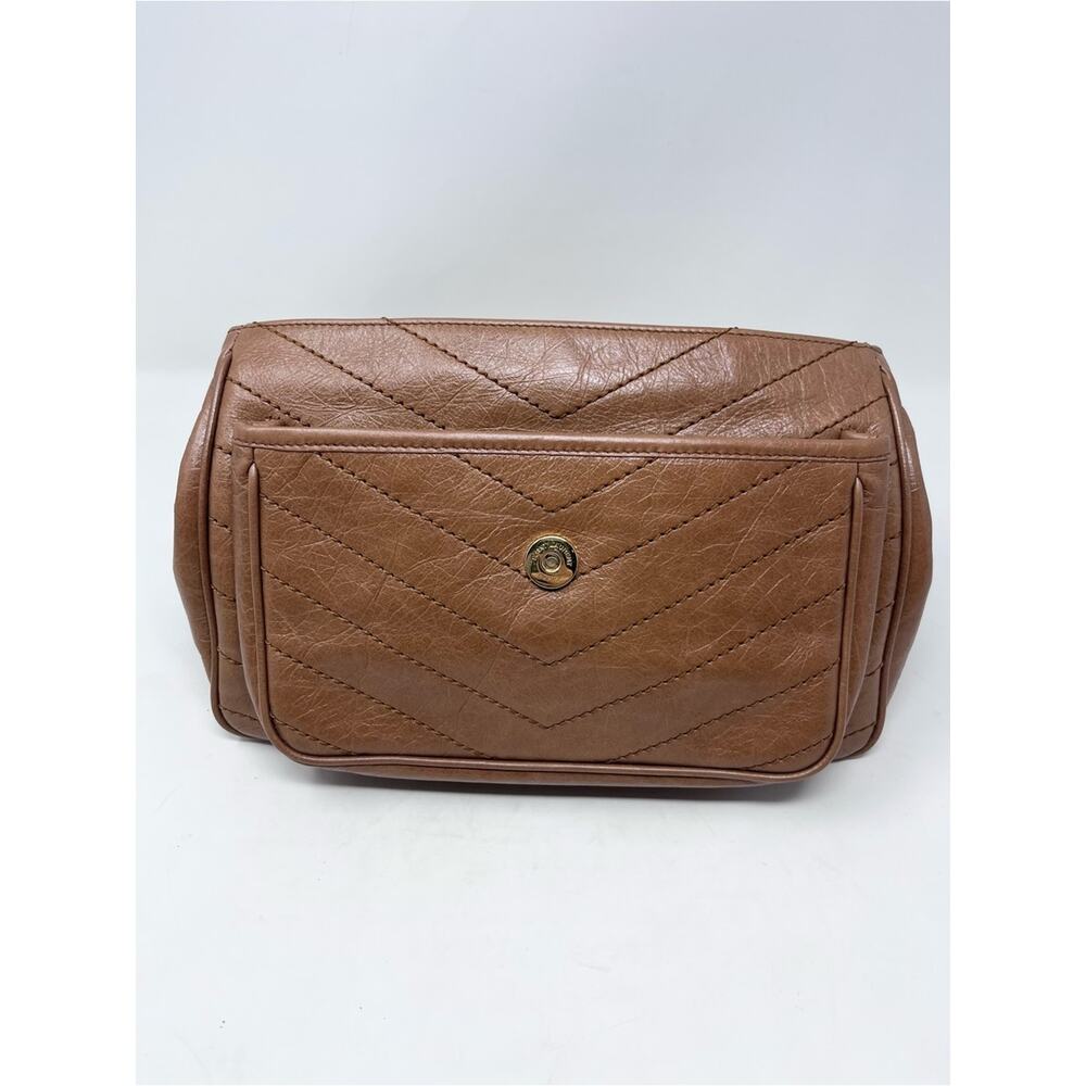 NEW Saint Laurent Medium Niki Vintage Leather Light Caramel YSL Logo Chevron - Picture 5 of 9